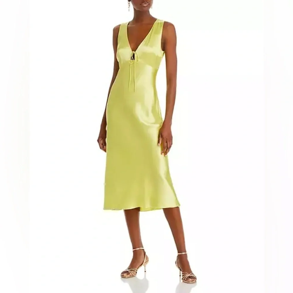 Rails Cindi Sleeveless Satin V Neck Midi Dress